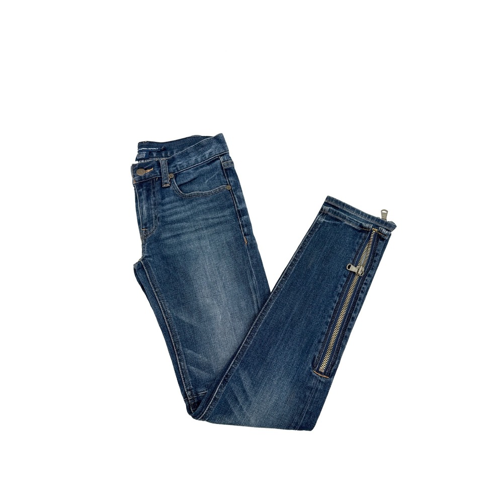 Ralph Lauren Sport Jeans Women 25 Blue Skinny Ankle Zip Denim Moto Style